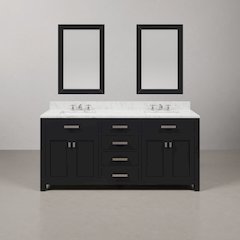 Madison 72 In. Double Sink Carrara White Marble Countertop Bath Vanity