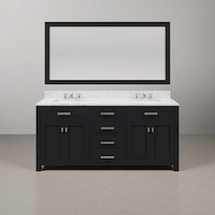 Madison 72 In. Double Sink Carrara White Marble Countertop Bath Vanity