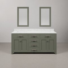 Madison 72 In. Double Sink Carrara White Marble Countertop Bath Vanity