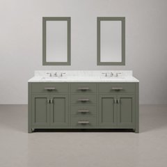 Madison 72 In. Double Sink Carrara White Marble Countertop Bath Vanity
