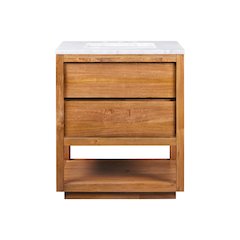 Oakman 30 In. Single Sink Carrara White Marble Countertop Bath Vanity