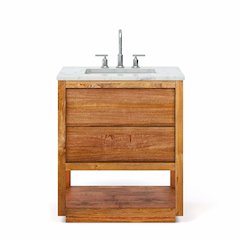 Oakman 30 In. Single Sink Carrara White Marble Countertop Bath Vanity