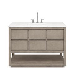 Oakman 48 In. Double Sink Carrara White Marble Countertop Bath Vanity