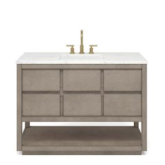 Oakman 48 In. Single Sink Carrara White Marble Countertop Bath Vanity