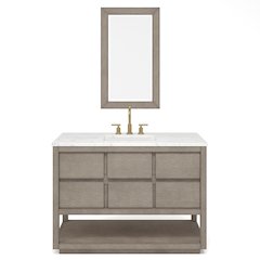 Oakman 48 In. Single Sink Carrara White Marble Countertop Bath Vanity