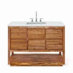 Oakman 48 In. Single Sink Carrara White Marble Countertop Bath Vanity