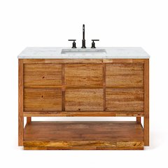 Oakman 48 In. Single Sink Carrara White Marble Countertop Bath Vanity