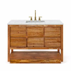 Oakman 48 In. Single Sink Carrara White Marble Countertop Bath Vanity