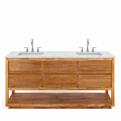 Oakman 72 In. Double Sink Carrara White Marble Countertop Bath Vanity
