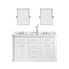 Palace 60 In. Double Sink Carrara Quartz Countertop Bath Vanity in Pure White