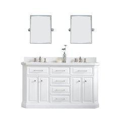 Palace 60 In. Double Sink Carrara Quartz Countertop Bath Vanity in Pure White