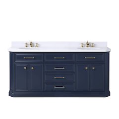 Palace 72 In. Double Sink Carrara Quartz Countertop Bath Vanity in Monarch Blue