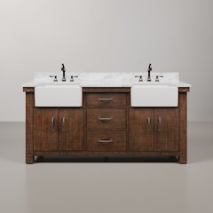 Paisley 72 In. Double Sink Carrara White Marble Countertop Bath Vanity