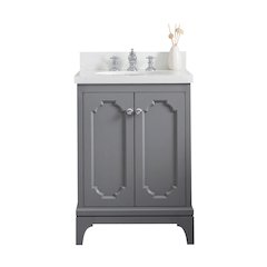 Queen 24 In. Single Sink Sink Carrara Quartz Countertop Bath Vanity