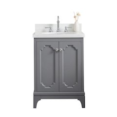 Queen 24 In. Single Sink Sink Carrara Quartz Countertop Bath Vanity