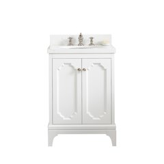 Queen 24 In. Single Sink Sink Carrara Quartz Countertop Bath Vanity