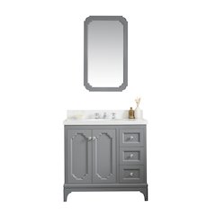 Queen 36 In. Single Sink Sink Carrara Quartz Countertop Bath Vanity
