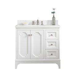 Queen 36 In. Single Sink Sink Carrara Quartz Countertop Bath Vanity