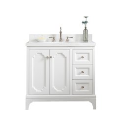 Queen 36 In. Single Sink Sink Carrara Quartz Countertop Bath Vanity