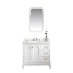 Queen 36 In. Single Sink Sink Carrara Quartz Countertop Bath Vanity