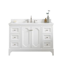 Queen 48 In. Single Sink Sink Carrara Quartz Countertop Bath Vanity