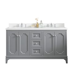 Queen 60 In. Double Sink Sink Carrara Quartz Countertop Bath Vanity