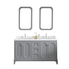 Queen 60 In. Double Sink Sink Carrara Quartz Countertop Bath Vanity