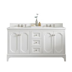 Queen 60 In. Double Sink Sink Carrara Quartz Countertop Bath Vanity