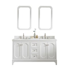 Queen 60 In. Double Sink Sink Carrara Quartz Countertop Bath Vanity