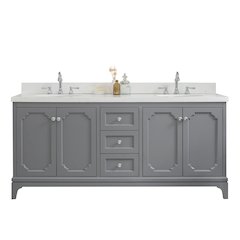 Queen 72 In. Double Sink Sink Carrara Quartz Countertop Bath Vanity