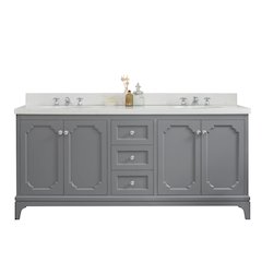 Queen 72 In. Double Sink Sink Carrara Quartz Countertop Bath Vanity