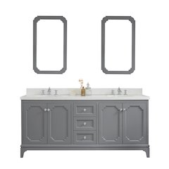 Queen 72 In. Double Sink Sink Carrara Quartz Countertop Bath Vanity