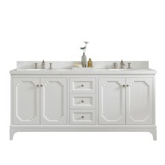 Queen 72 In. Double Sink Sink Carrara Quartz Countertop Bath Vanity