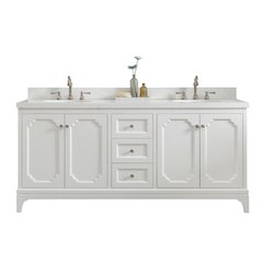 Queen 72 In. Double Sink Sink Carrara Quartz Countertop Bath Vanity