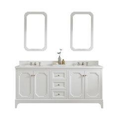 Queen 72 In. Double Sink Sink Carrara Quartz Countertop Bath Vanity