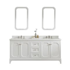 Queen 72 In. Double Sink Sink Carrara Quartz Countertop Bath Vanity
