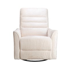Aura Swivel Recliner in Ivory Chenille