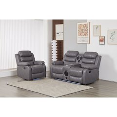 Faux Leather Manual Reclining Sofa Set – Two-Piece Home Theater Seating