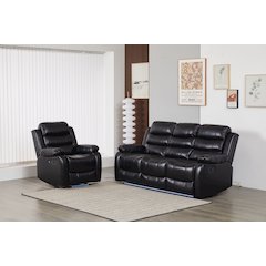 Faux Leather Manual Reclining Sofa Set – 2PC Home Theater Seating