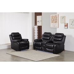 Faux Leather Manual Reclining Sofa Set – Two-Piece Home Theater Seating