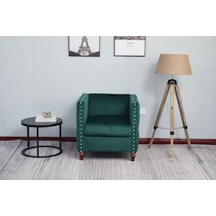 Kingway Furniture Avin Velvet Nail Head Livingroom Chair in Green