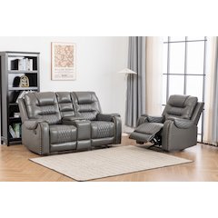 Ilyiano Two Tone Faux Leather 2-Piece Livingroom Reclining Set In Gray