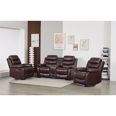 Faux Leather Manual Reclining Sofa Set – Three-Piece Home Theater Seating