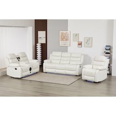 Faux Leather Manual Reclining Sofa Set – 3-Piece Home Theater Seating