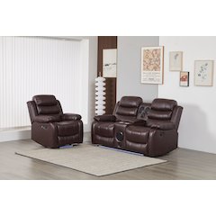 Faux Leather Manual Reclining Sofa Set – Two-Piece Home Theater Seating