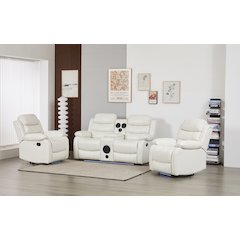 Faux Leather Manual Reclining Sofa Set – Three-Piece Home Theater Seating