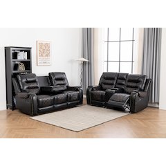 Ilyiano Two Tone Faux Leather 2-PC Livingroom Reclining Set In Black