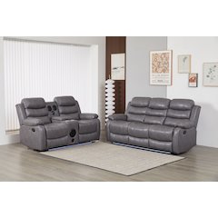 Faux Leather Manual Reclining Sofa Set – 2-Piece Home Theater Seating