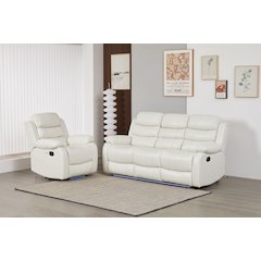 Faux Leather Manual Reclining Sofa Set – 2PC Home Theater Seating