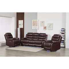 Faux Leather Manual Reclining Sofa Set – 3PC Home Theater Seating